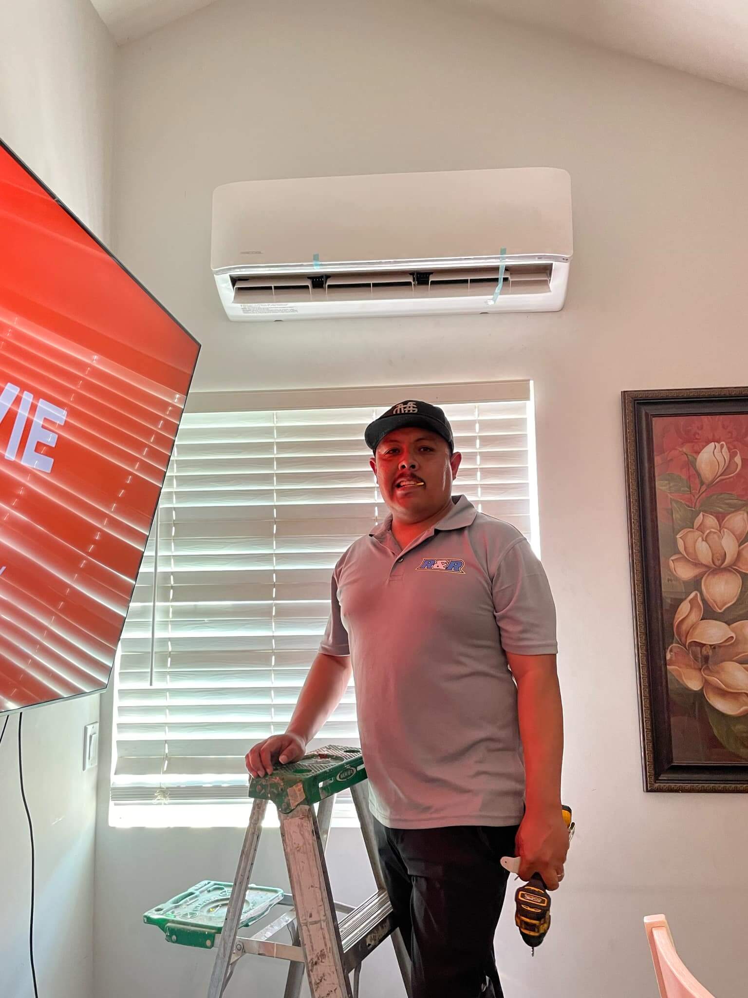 Inside mini-split air handler installed by licensed electrician in Los Angeles