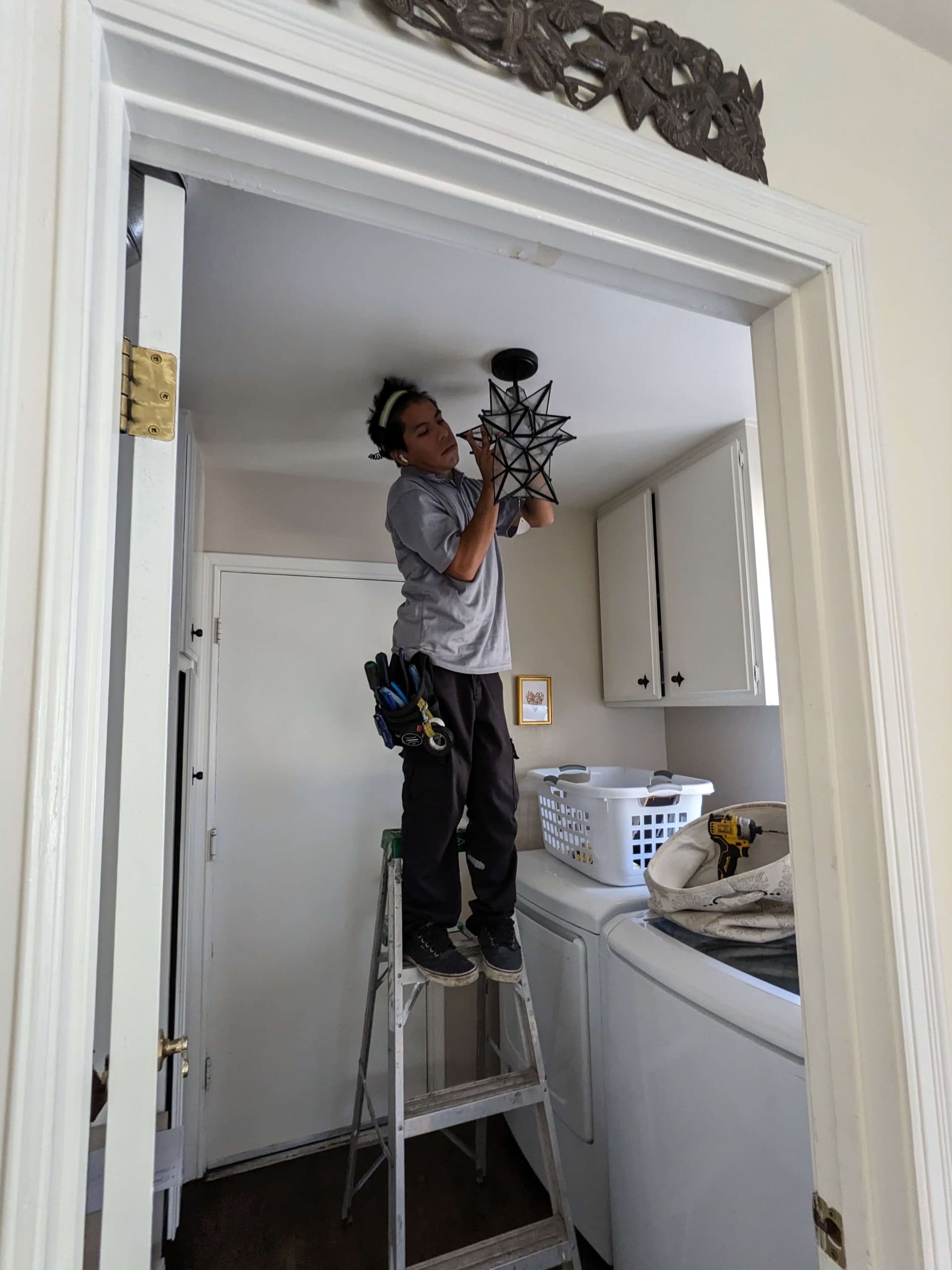 Mid-installation recessed lighting project in Los Angeles residence