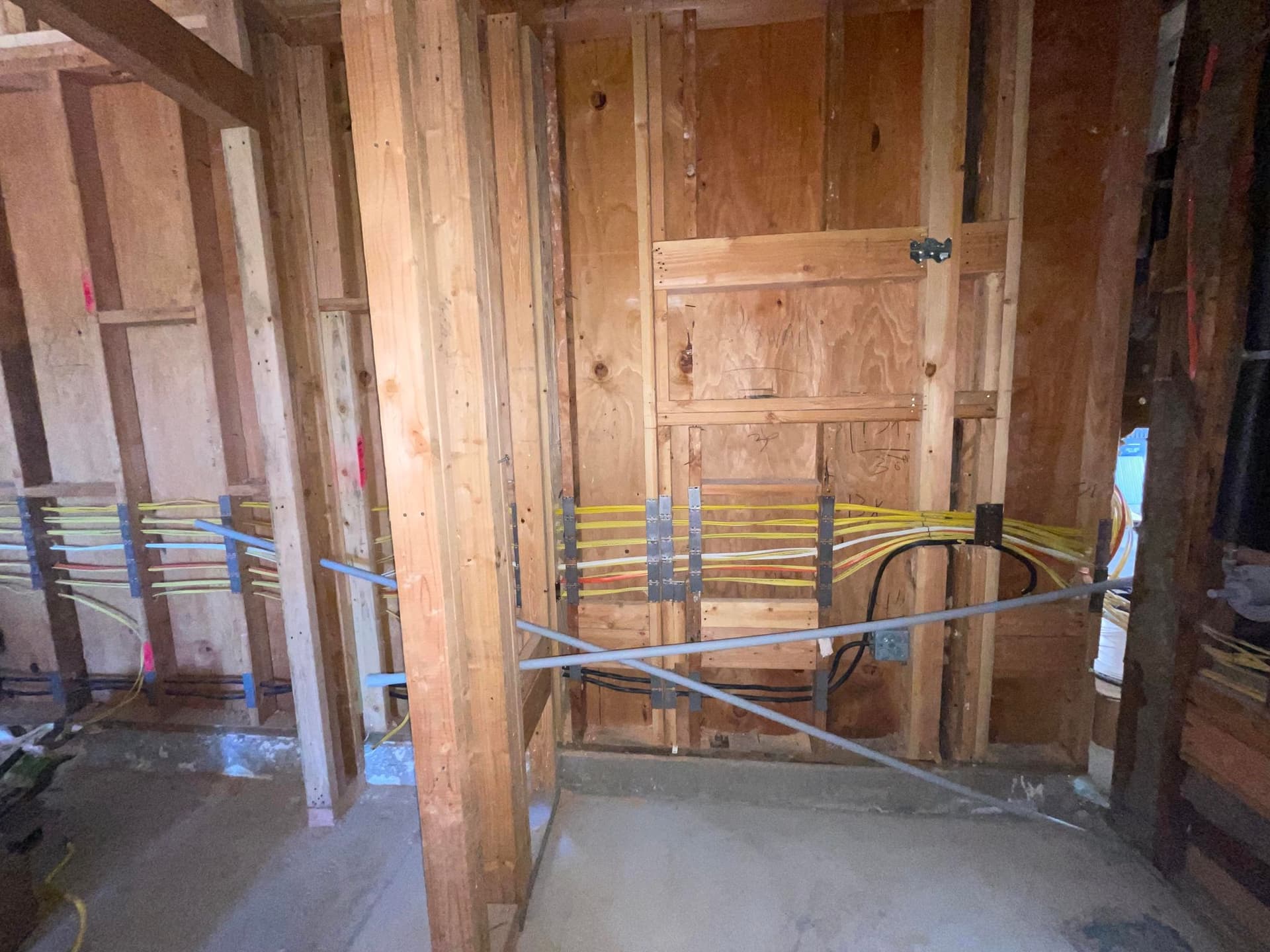 House wiring project showing new copper circuit runs in Los Angeles