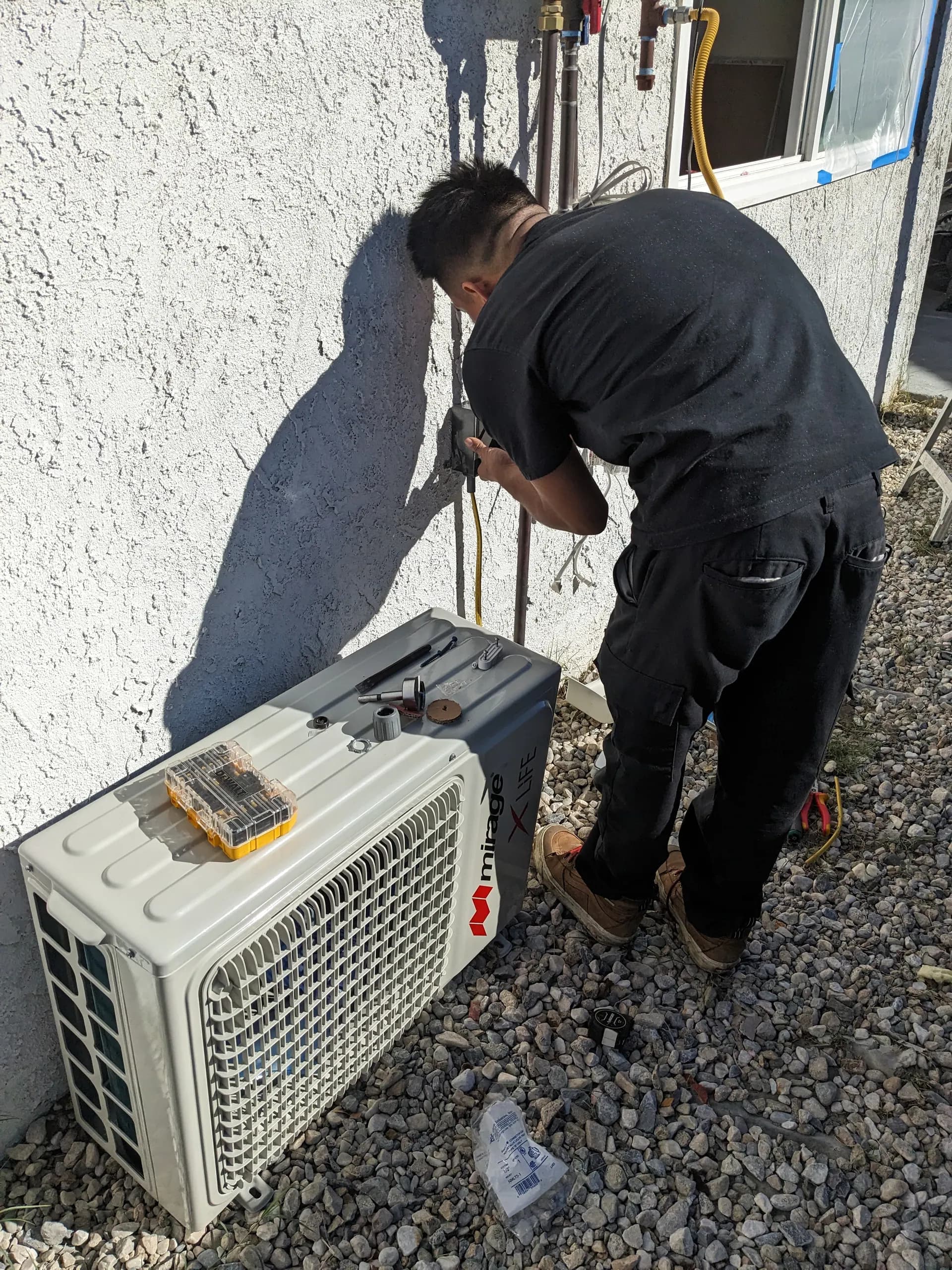 Ductless mini-split system electrical installation with dedicated circuit