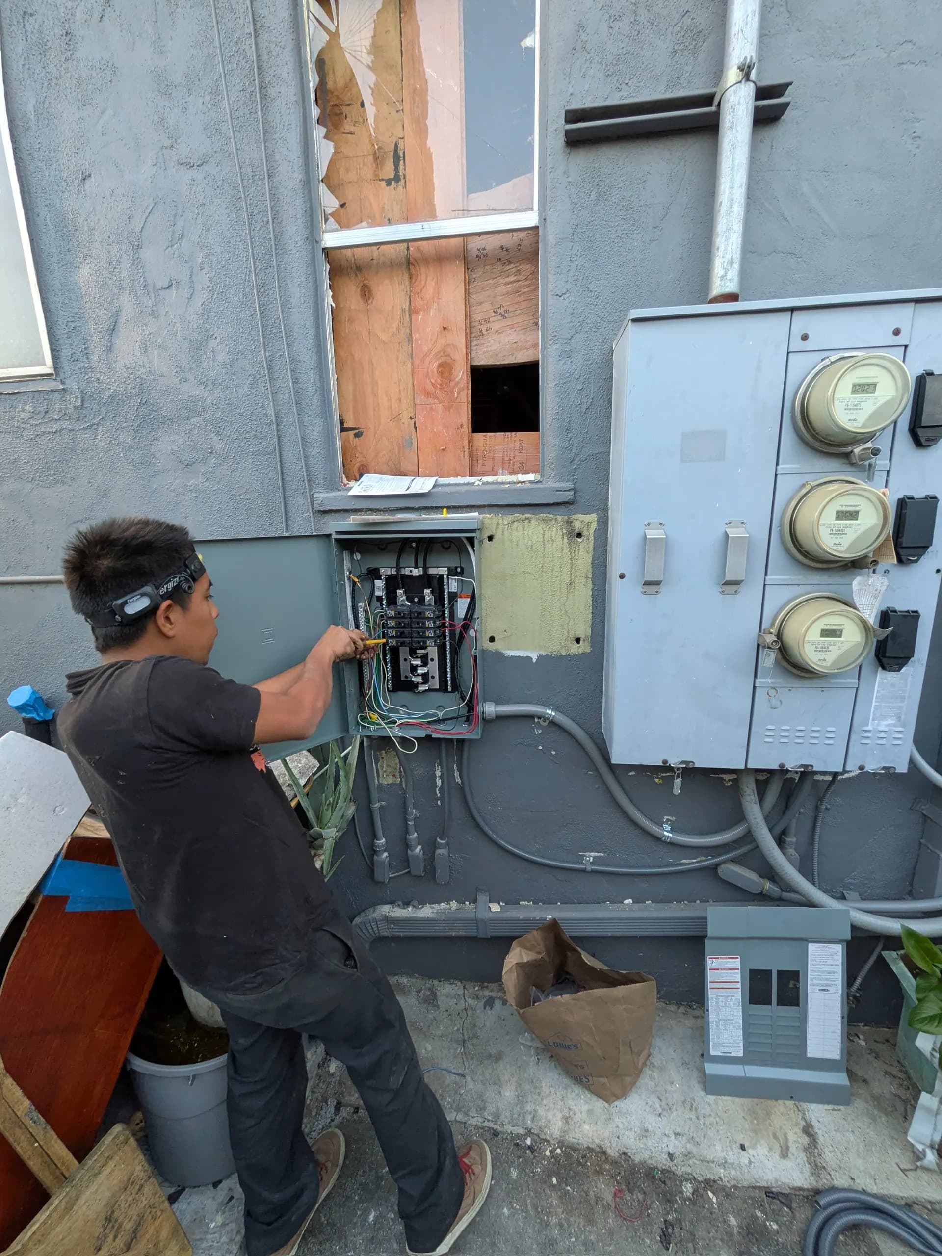 Electrical panel upgrade showing new breaker installation in Los Angeles home