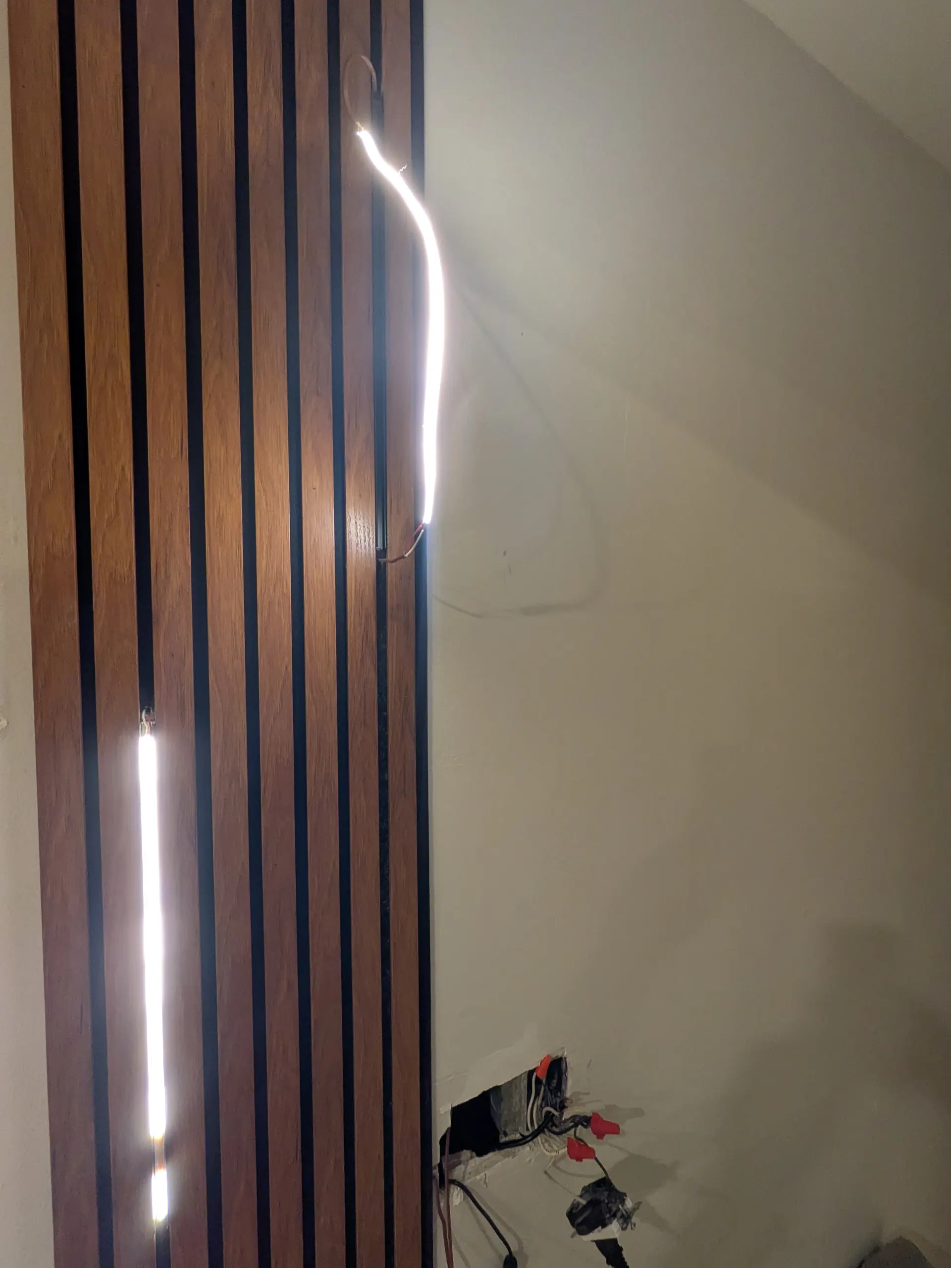 Completed LED strip light installation — finished result