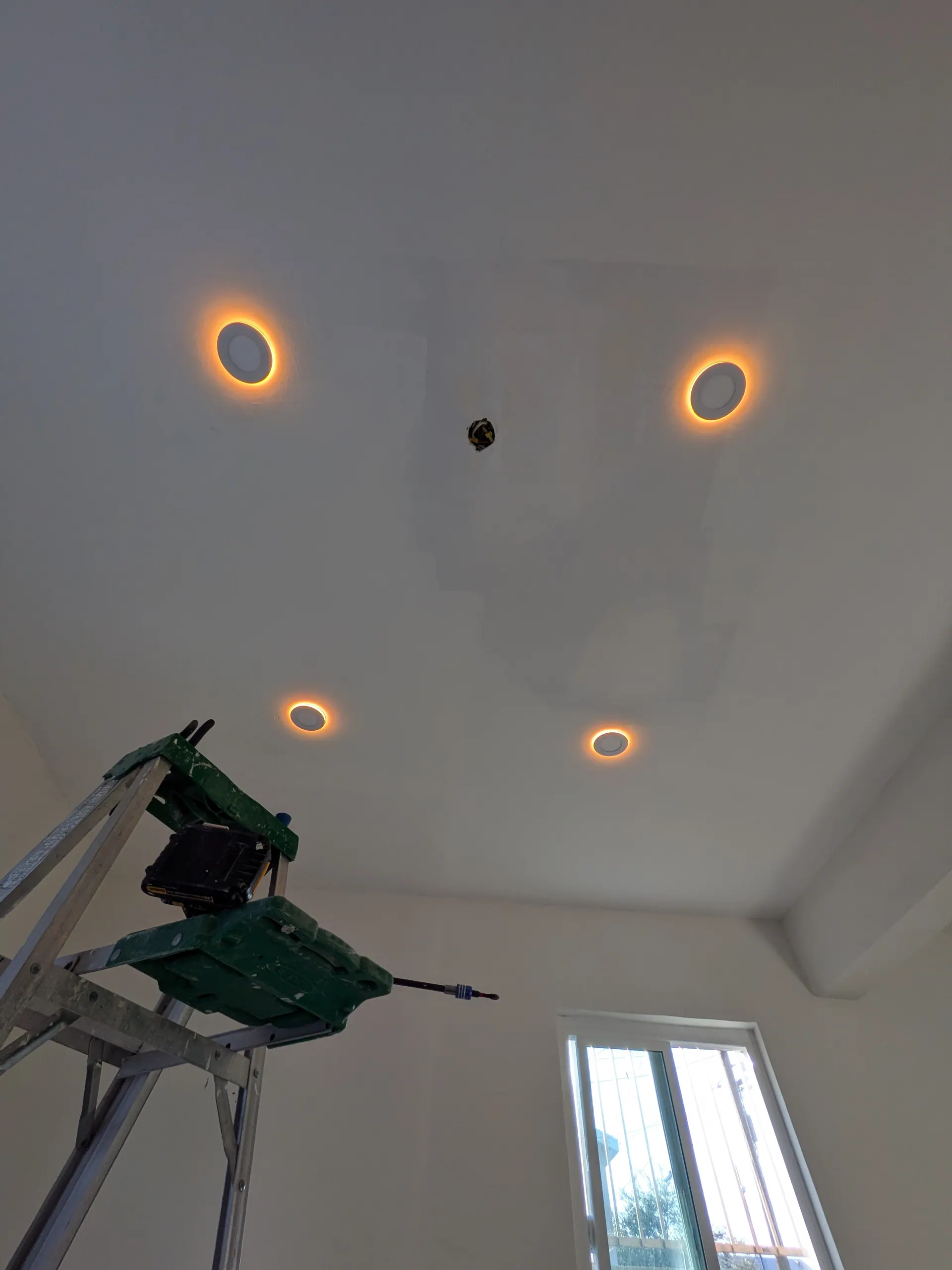 LED ambient recessed downlights installed in Los Angeles living room by RnR Electrician