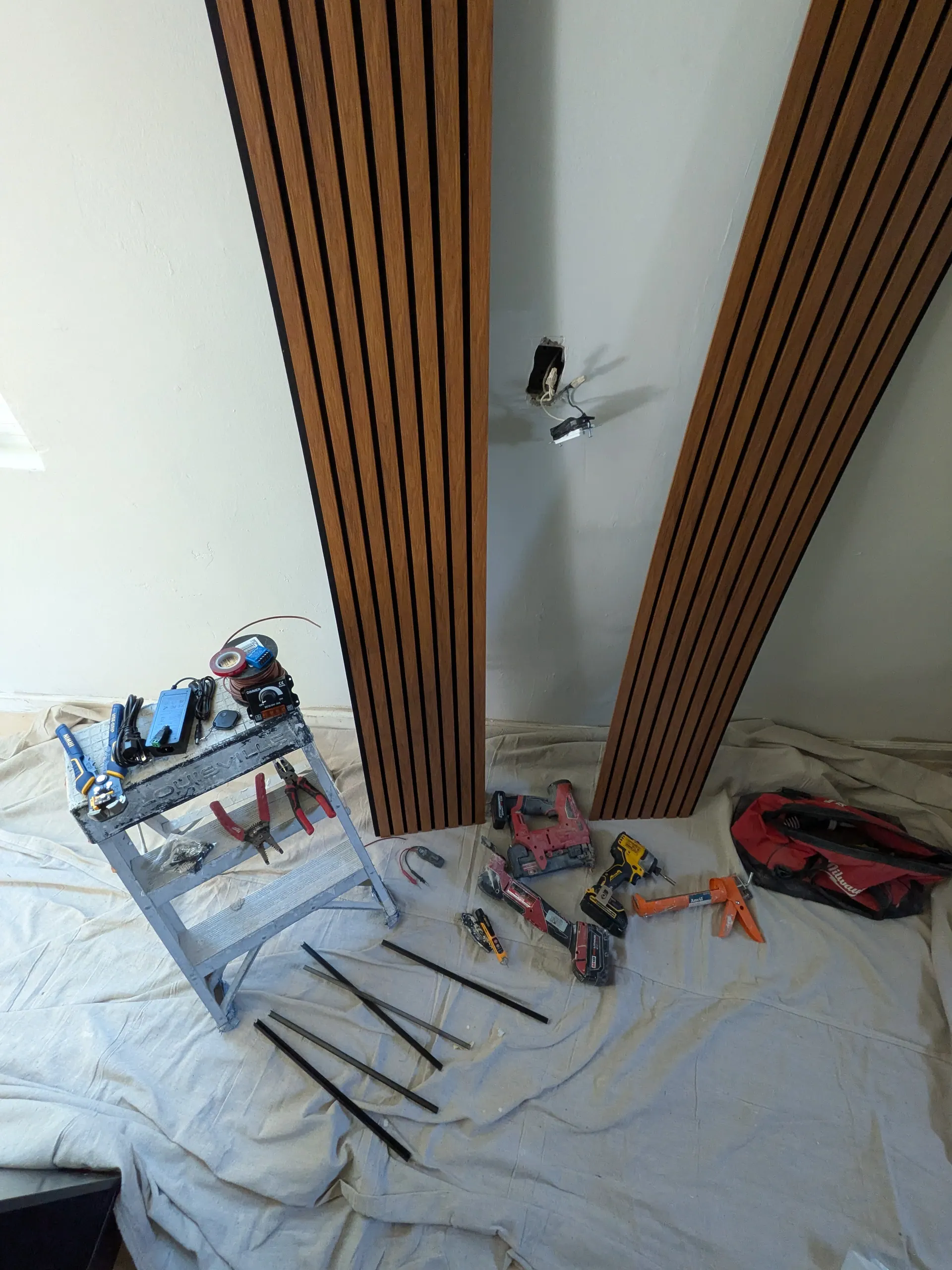 Before photo — wall area before LED strip light installation